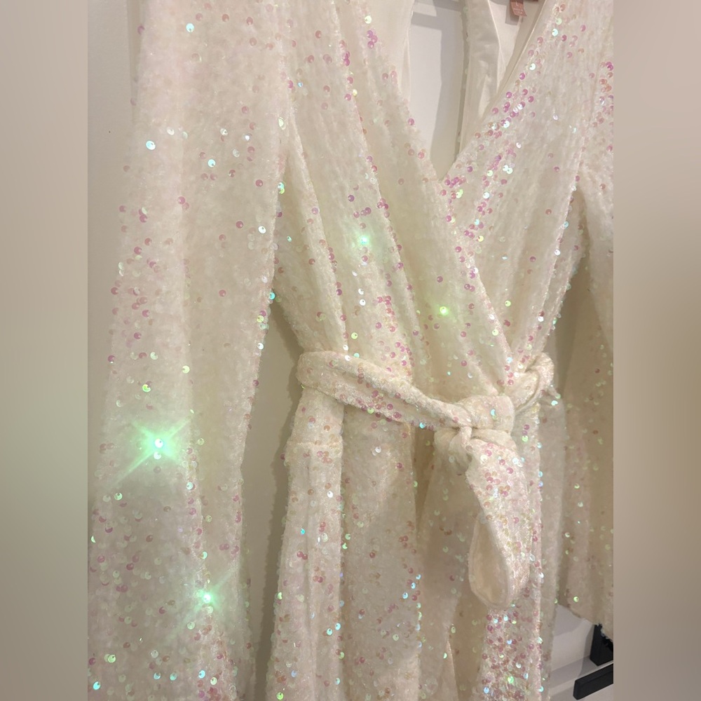 Show Me Your Mumu - Love on the Dance Floor White Sequin Romper, Size Large - Picture 8 of 16